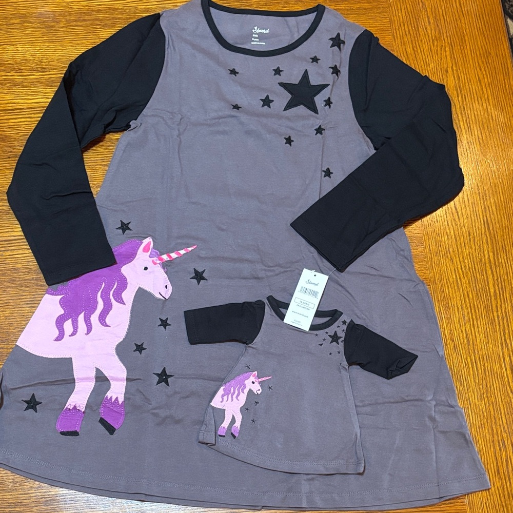 Unicorn PJs with matching doll PJs